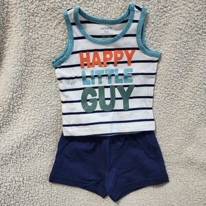 Carter's White Striped Tank and Navy Blue Shorts Set Size 3 Mo NWT